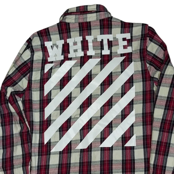 SS15 Off-White | Virgil Abloh | Button Up Flannel | Hazard Paint Logo | Oversize - Picture 6 of 16